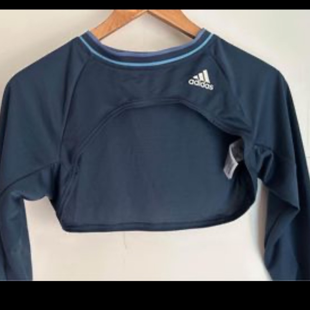 ADIDAS womens navy shoulder crop top - Picture 5 of 5